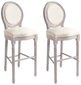 vidaXL Σκαμπό Μπαρ 2 τεμ. Λευκά από Λινό Ύφασμα