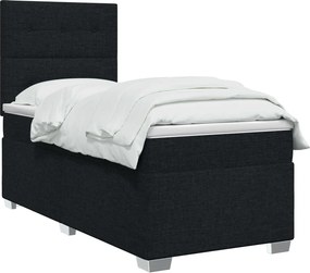 vidaXL Κρεβάτι box spring με στρώμα Μαύρο 90 x 200 cm Ύφασμα