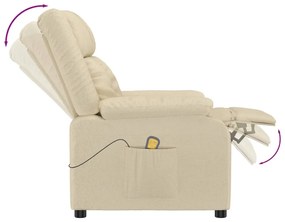 vidaXL Πολυθρόνα Μασάζ Κρεμ Υφασμάτινη