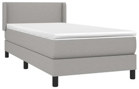 vidaXL Κρεβάτι Boxspring με Στρώμα Ανοιχτό Γκρι 100x200 εκ. Υφασμάτινο