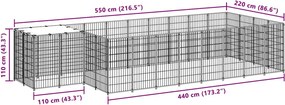 vidaXL Σπιτάκι Σκύλου Μαύρο 10,89 m² Ατσάλινο