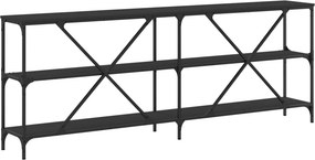 vidaXL Τραπέζι Κονσόλα Μαύρο 200 x 30 x 75 εκ. Επεξεργ. Ξύλο/Σίδηρος