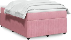 vidaXL Κρεβάτι Boxspring με Στρώμα Ροζ 120x200 εκ. Βελούδινο