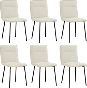 vidaXL Καρέκλες Τραπεζαρίας 6 τεμ. Κρεμ Βελούδινες