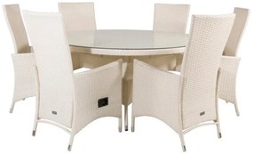 Σετ Τραπέζι και καρέκλες Dallas 616, Επεξεργασμένο γυαλί, 139 kg, Πλαστικό ψάθινο, Μαξιλάρι καθίσματος: Ναι | Epipla1.gr
