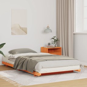 vidaXL Κρεβάτι δαπέδου Καφέ κεριού 100 x 200 cm Μασίφ ξύλο πεύκου