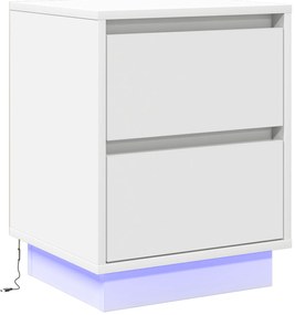 vidaXL Κομοδίνο με LED Φώτα Λευκό 39x34,5x50 εκ.