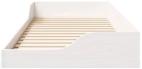 vidaXL Κρεβάτι δαπέδου Λευκό 80 x 210 cm Μασίφ ξύλο πεύκου