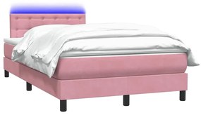 Box Spring κρεβάτι με στρώμα ροζ 120x220 cm Βελούδινο - Ροζ