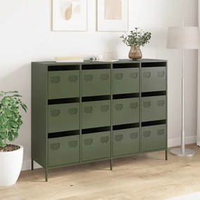 vidaXL Sideboard Olive Green 135x39x103,5 cm Ατσάλι ψυχρής έλασης