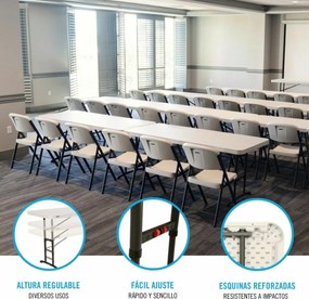 Πτυσσομενο τραπεζακι Lifetime Λευκό Ορθογώνιο Χάλυβας Πλαστική ύλη 183 x 76 cm