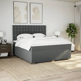 vidaXL Κρεβάτι Boxspring με Στρώμα Σκούρο Γκρι 180x200 εκ Υφασμάτιν