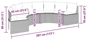vidaXL Καναπές Κήπου Ημικυκλικός Μπεζ Συνθετικό Ρατάν με Μαξιλάρια