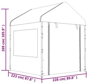 Κιόσκι με Τέντα Λευκό 17,84 x 2,28 x 2,69 μ. από Πολυαιθυλένιο - Λευκό