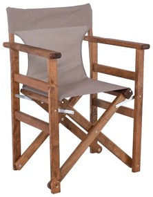 WOODWELL Ε7770,Υ1Σκηνοθέτη Πολυθρόνα Οξιά, Βαφή Εμποτισμού Καρυδί, Textilene Sand Beige, Πτυσσόμενη 60x51x85cm Ε7770,Υ1