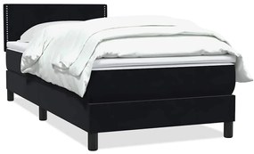 vidaXL Κρεβάτι Boxspring με Στρώμα Μαύρο 90x210 εκ. Βελούδινο