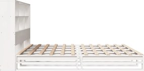 vidaXL Κρεβάτι Βιβλιοθήκη Χωρίς Στρώμα Λευκό 180x200 εκ Μασίφ Ξύλο