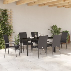 vidaXL Σετ τραπεζαρίας κήπου 7 κομμάτια - Καφέ Πολυρατάν
