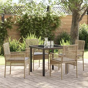 vidaXL Σέτ φαγητού για κήπο 5 pcs Μπεζ συνθετικό ρατάν