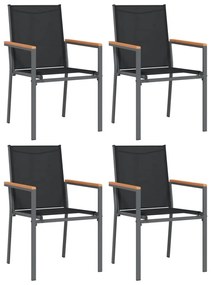 vidaXL Σετ Τραπεζαρίας Κήπου 5 Τεμαχίων Μαύρο Textilene &amp; Ατσάλι