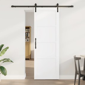 vidaXL Συρόμενη Πόρτα με Σετ Υλικών Λευκή 73.5x211 εκ. Συμπαγές Ξύλο Πεύκο