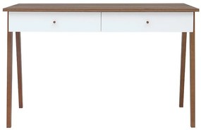 Τραπέζι γραφείου Boston AN100, Με συρτάρια, Αριθμός συρταριών: 2, 77x121x60cm, 28 kg, Γυαλιστερό λευκό, Sibu πεύκο, Ξύλο: Πεύκο | Epipla1.gr