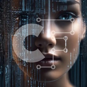 Intra Συλλεκτικό Ξύλινο Παζλ Plywood  4mm - Binary Code Woman - Αναπαράσταση Τεχνητής Νοημοσύνης Σε Ξύλινο Κουτί - Διαστάσεις Puzzle: 10x10 cm – 25 κομμάτια