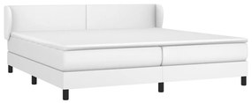 vidaXL Κρεβάτι Boxspring με Στρώμα Λευκό 200x200 εκ. Συνθετικό Δέρμα