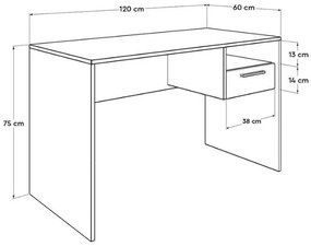 ΓΡΑΦΕΙΟ ΕΡΓΑΣΙΑΣ CONCEPT MEGAPAP ΧΡΩΜΑ ΑΝΘΡΑΚΙ 120X60X75ΕΚ.