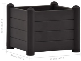 vidaXL Ζαρντινιέρα Υπερυψωμένη Ανθρακί 43 x 43 x 35 εκ. Πολυπροπυλένιο