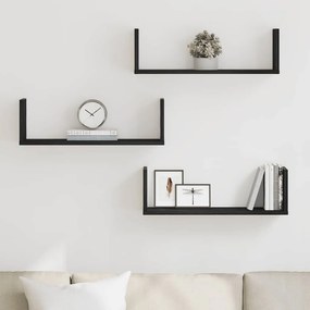vidaXL Ράφια Τοίχου 3 τεμ. Μαύρη Δρυς 58x18x18 εκ. από Τεχνητό Ξύλο