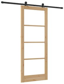 vidaXL Συρόμενη Πόρτα Χειροκίνητος Καφέ 86 x 211 cm Ξύλο και μέταλλο