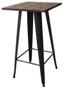 Τραπέζι Bar RELIX Μέταλλο/Ξύλο Μαύρο/Δρυς Σκούρο 60x60x101cm