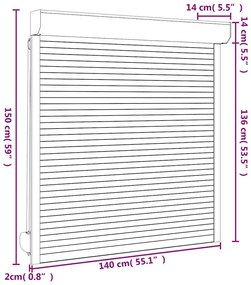 vidaXL Παντζούρι Ρολό Λευκό 140 x 150 εκ. από Αλουμίνιο