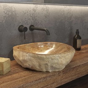 KARAG ONYX Νιπτήρας Επικαθήμενος Πέτρινος Μπεζ της Άμμου  Ø40-45x15cm