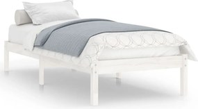 vidaXL Πλαίσιο Κρεβατιού Λευκό 75x190 εκ. Μασίφ Ξύλο Small Single