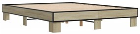 vidaXL Πλαίσιο Κρεβατιού Sonoma Δρυς 150x200 εκ. Επεξ. Ξύλο &amp; Μέταλλο