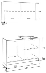Σύνθεση κουζίνας BLAINE C2439 Μελαμίνη Sonama - Λευκό 120x46-29,2εκ.