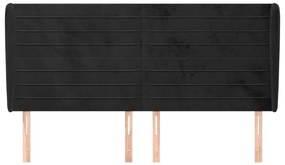 vidaXL Κεφαλάρι με Πτερύγια Μαύρο 183x23x118/128 εκ. Βελούδινο