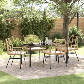 vidaXL Σέτ φαγητού για κήπο 5 pcs Καφέ συνθετικό ρατάν