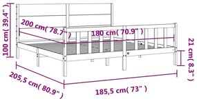 ΠΛΑΙΣΙΟ ΚΡΕΒΑΤΙΟΥ ΜΕ ΚΕΦΑΛΑΡΙ ΜΑΣΙΦ ΞΥΛΟ SUPER KING SIZE 3192766