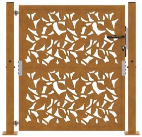 Πύλη κήπου 105x105 cm από χάλυβα με φύλλα καιρικές συνθήκες - Καφέ