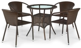Σετ Τραπέζι και καρέκλες Houston 186, Επεξεργασμένο γυαλί, 28 kg, Πλαστικό ψάθινο, Μέταλλο | Epipla1.gr
