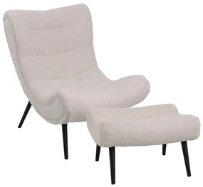 Πολυθρόνα με υποπόδιο Silla μπουκλέ ύφασμα σε μπεζ απόχρωση 97x80x100εκ 97x80x100 εκ.
