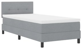vidaXL Κρεβάτι box spring με στρώμα Ανοιχτό γκρι 90 x 200 cm ύφασμα