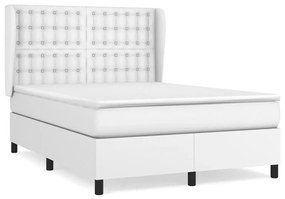 Κρεβάτι Boxspring με Στρώμα Λευκό 140x190εκ.από Συνθετικό Δέρμα - Λευκό