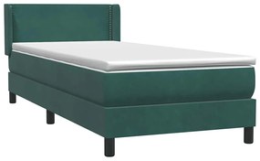 Box Spring κρεβάτι με στρώμα σκούρο πράσινο 100x220cm Βελούδινο - Πράσινο