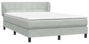 Κρεβάτι Boxspring με Στρώμα Ανοιχτό Γκρι 140x210 εκ. Βελούδινο - Γκρι