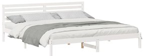 vidaXL Σκελετός Κρεβατιού Λευκό 200 x 210 cm Μασίφ ξύλο πεύκου
