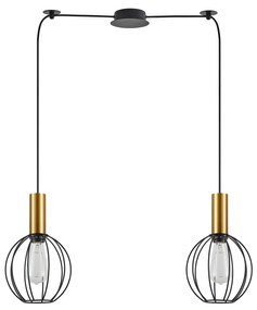 SE21-GM-4-BL2-GR1 ADEPT TUBE Gold Matt Pendant Black Metal Grid+